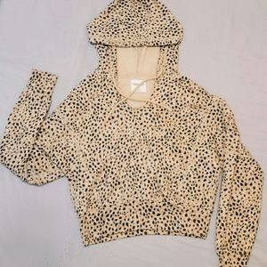Abercrombie & Fitch Cheetah Leppard Print Crop top Hoodie with Strings